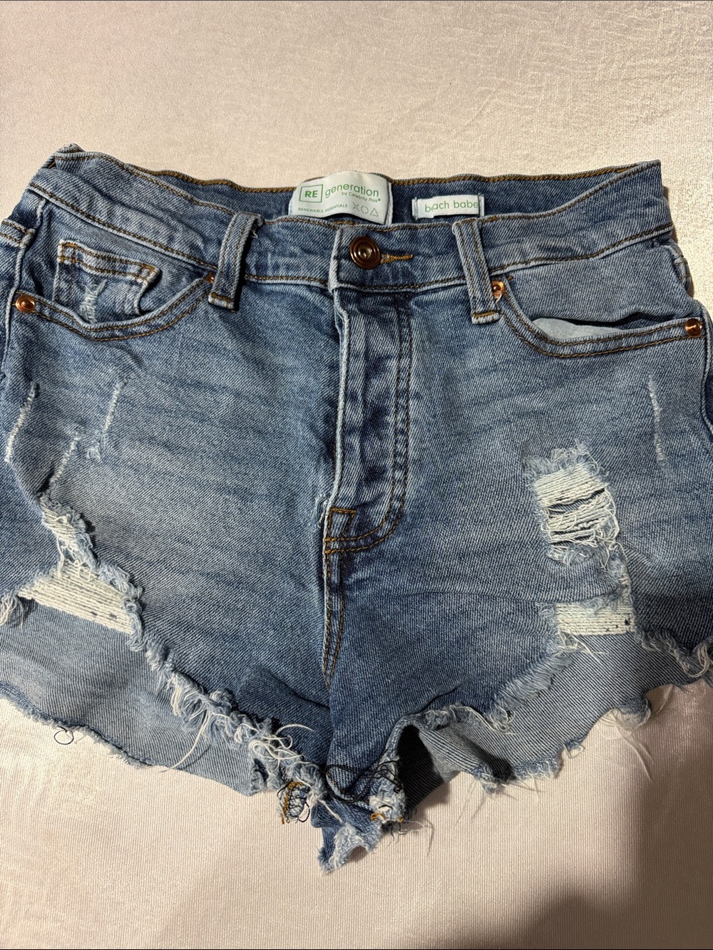 Re/Generation by Bch Babe Distressed Light Blue Denim Shorts